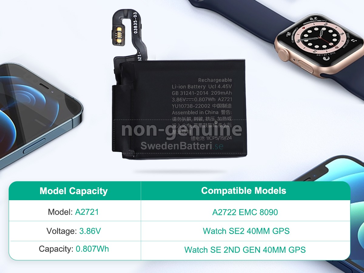 batteri till Apple WATCH SE 2 40 MM GPS