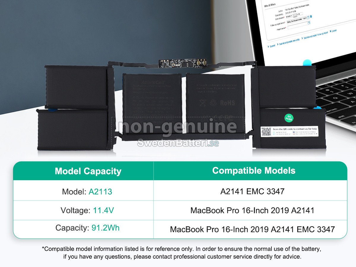 batteri till Apple MacBook Pro 16-inch Core I9 2.4GHZ 2019 A2141 EMC 3347