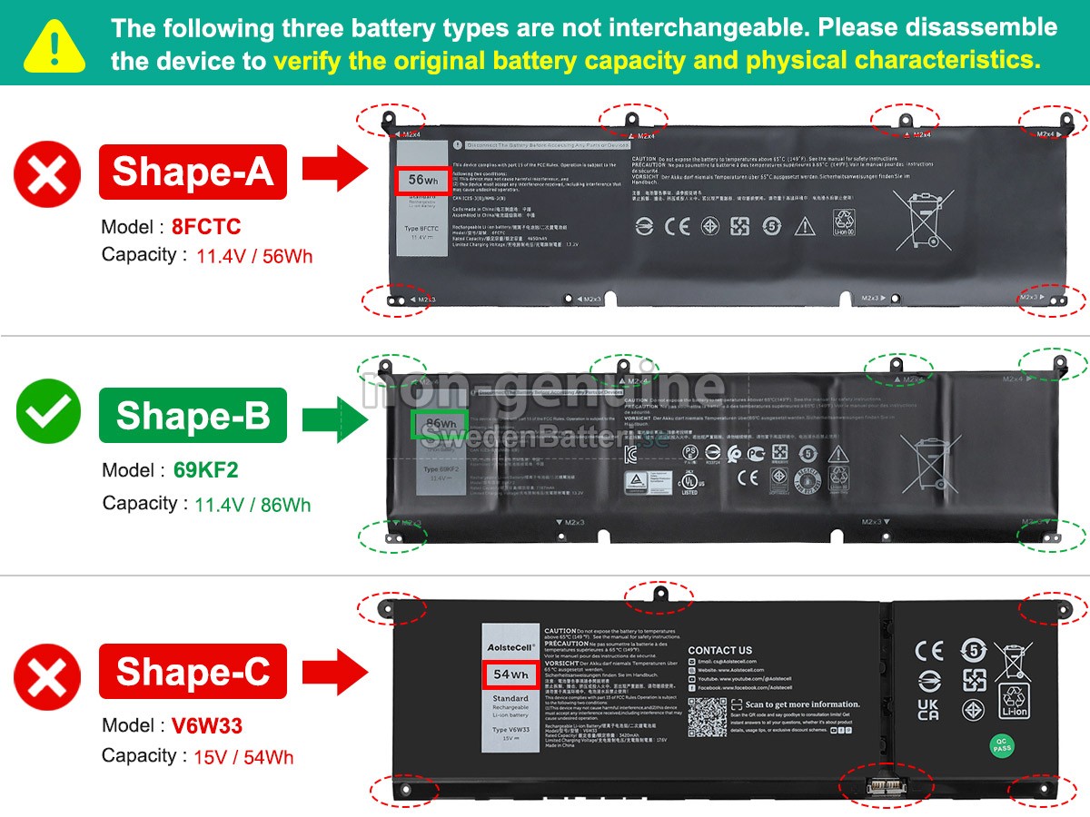 batteri till Dell P106F