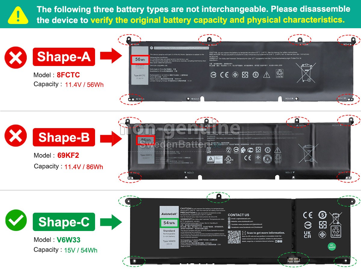 batteri till Dell P106F