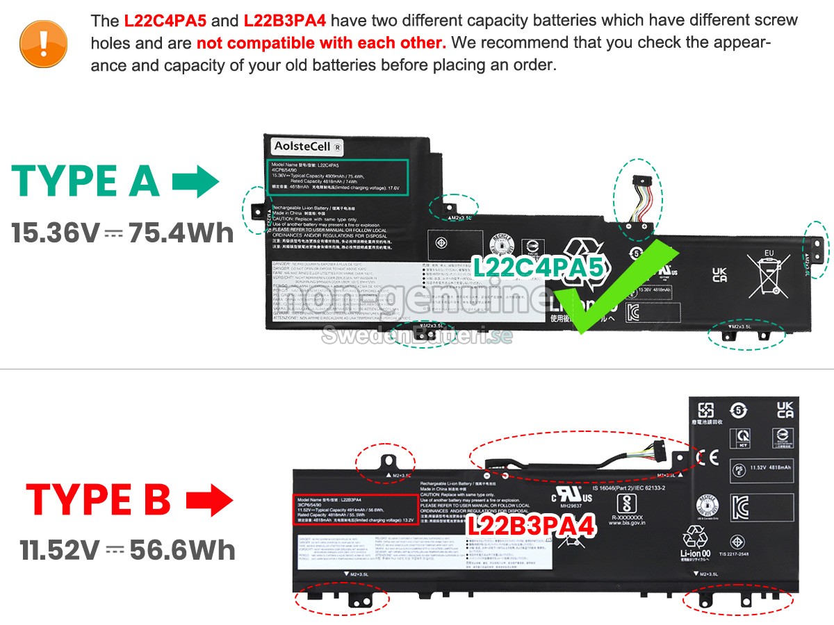 batteri till Lenovo IdeaPad SLIM 5 16IRL8-82XF000XUS