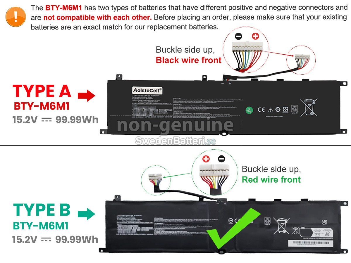 batteri till MSI STEALTH GS77 12UHS-045IT