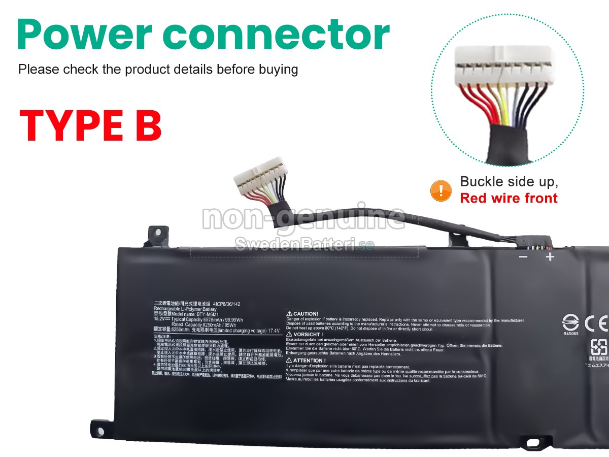 batteri till MSI STEALTH GS77 12UHS-045IT